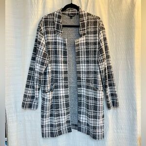 Express plaid lapel long sweater coat size Medium